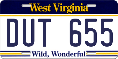 WV license plate DUT655