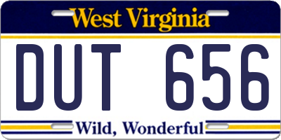 WV license plate DUT656