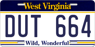 WV license plate DUT664