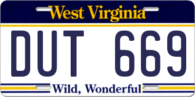 WV license plate DUT669