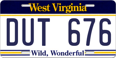 WV license plate DUT676