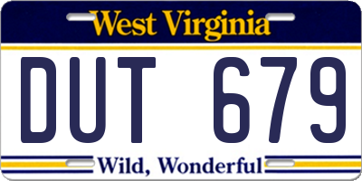 WV license plate DUT679