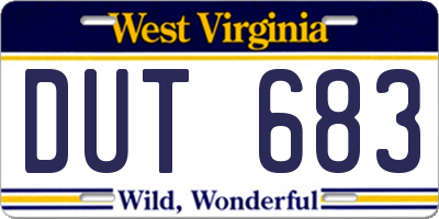 WV license plate DUT683