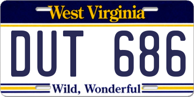 WV license plate DUT686