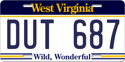WV license plate DUT687