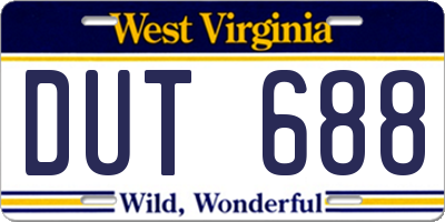 WV license plate DUT688
