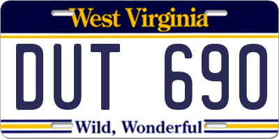 WV license plate DUT690
