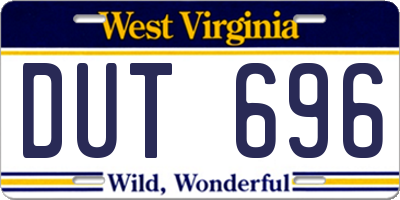 WV license plate DUT696