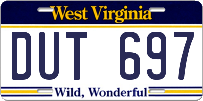 WV license plate DUT697