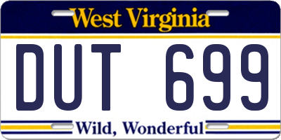 WV license plate DUT699