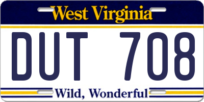 WV license plate DUT708