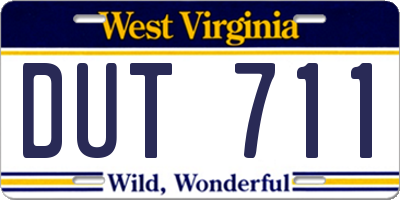 WV license plate DUT711