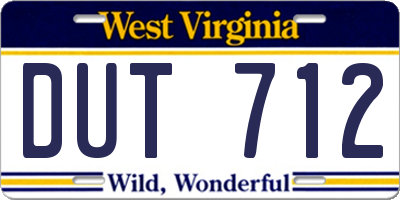 WV license plate DUT712
