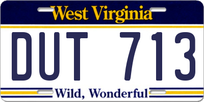 WV license plate DUT713