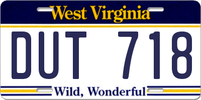 WV license plate DUT718