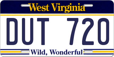 WV license plate DUT720