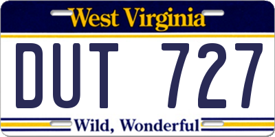 WV license plate DUT727