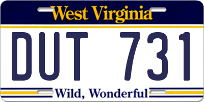 WV license plate DUT731