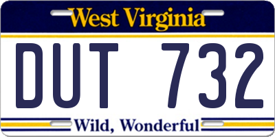 WV license plate DUT732