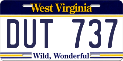 WV license plate DUT737
