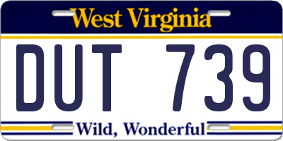 WV license plate DUT739