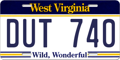 WV license plate DUT740