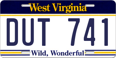 WV license plate DUT741