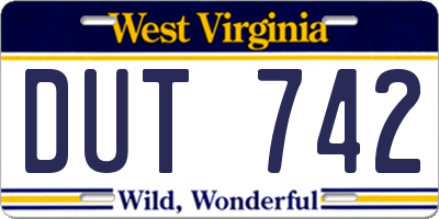 WV license plate DUT742