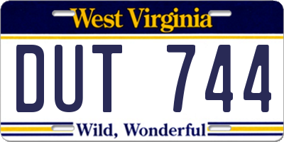 WV license plate DUT744