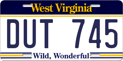 WV license plate DUT745