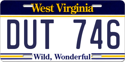 WV license plate DUT746