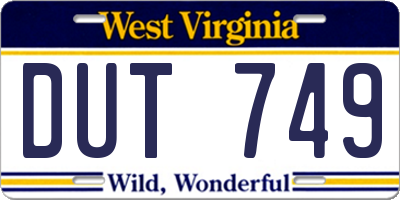 WV license plate DUT749