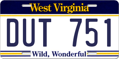 WV license plate DUT751