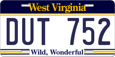 WV license plate DUT752
