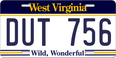 WV license plate DUT756