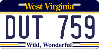 WV license plate DUT759