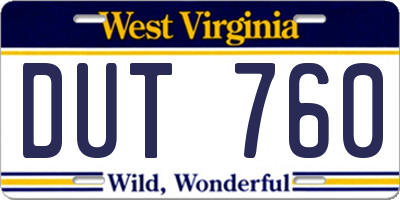 WV license plate DUT760