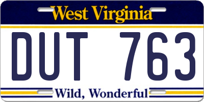 WV license plate DUT763