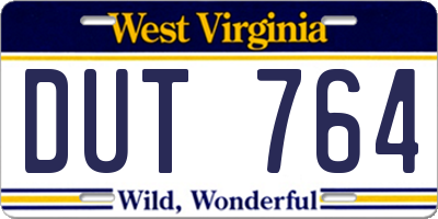 WV license plate DUT764