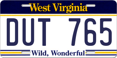 WV license plate DUT765