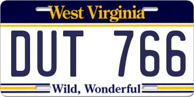 WV license plate DUT766