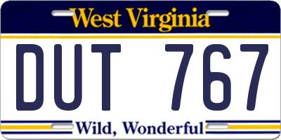 WV license plate DUT767