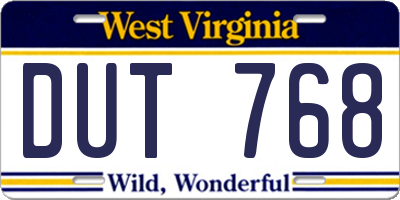 WV license plate DUT768
