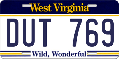 WV license plate DUT769