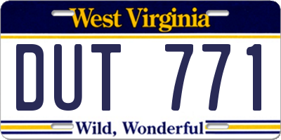 WV license plate DUT771
