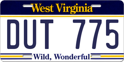 WV license plate DUT775