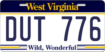 WV license plate DUT776