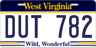 WV license plate DUT782