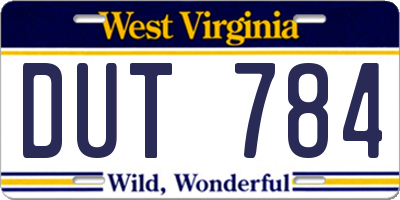 WV license plate DUT784