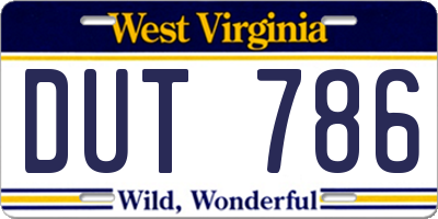 WV license plate DUT786